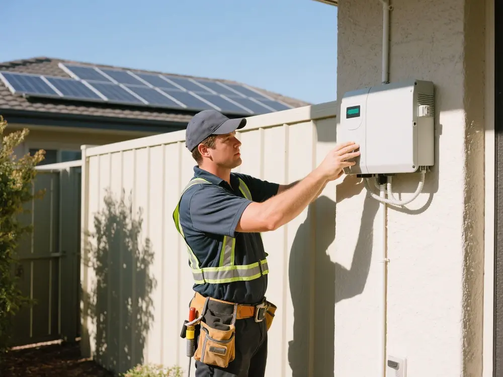 Electrical technician at work